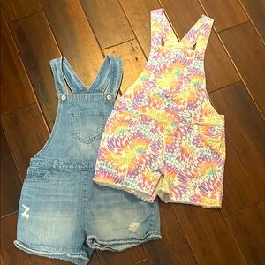 Children’s Place Bundle Colorful Tie-Dye and Denim Kids Overalls size 10